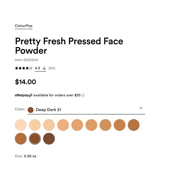 ColourPop Pretty Fresh Pressed Face Powder in Deep Dark 21 - brand new - Picture 2 of 9